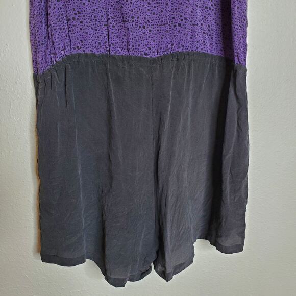 Foreign Exchange 100% Silk Purple + Black Spotted Sleeveless Romper Size XS - Picture 7 of 12